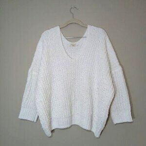 POL Ultra Soft Oversized Thick Chunky Deep V-Neck Sweater Cozy Warm Staple L